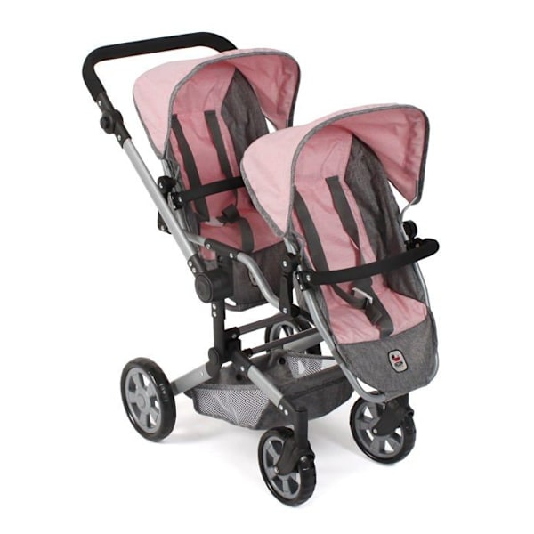 Kombinerad barnvagn - Bayer Chic - 690-15 - Rosa - Justerbar - För dockor upp till 52 cm grå-rosa