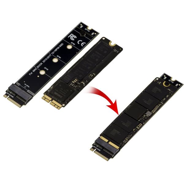 SSD-adapter MacBook - KALEA-INFORMATIQUE - 12+16 stift till M.2 M Key - MacBook 2013+ - Platt - 2 års garanti