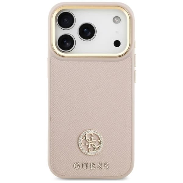 Coque Guess Grained Strass Logo MagSafe för iPhone 17 Pro - Rosa Rosa