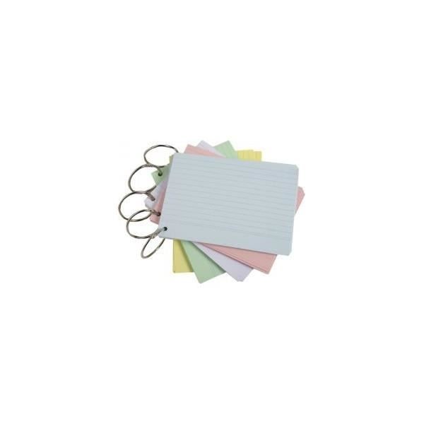 Fickor bristol - A6 148x105mm - Linjer - Perforerade - Med ring - Exacompta Gul, Rosa, Blå, Grön, Vit (slumptäc