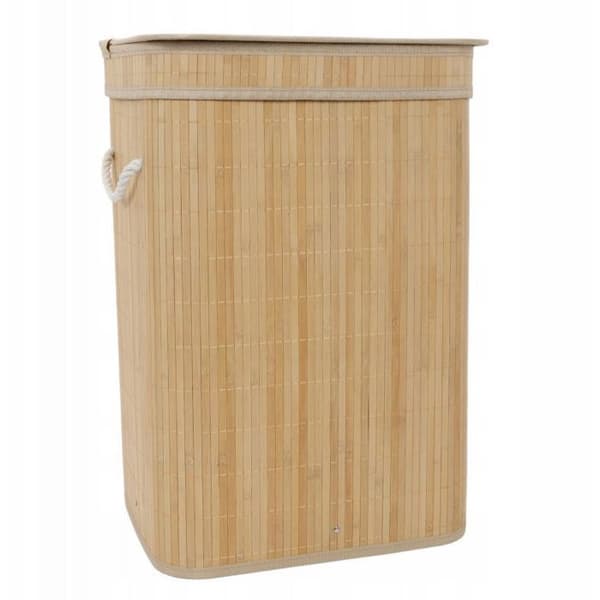 Tvättkorg - GOCKOWIAK - Cube - 80 l - Bambu - Beige - Lock