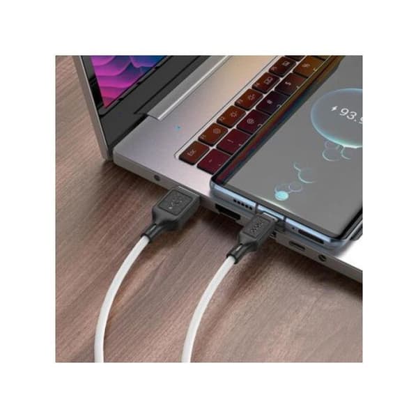 Laddkabel - HOCO - X90 Cool - USB till Type-C - 3A - 1m - Vit silikon Vit