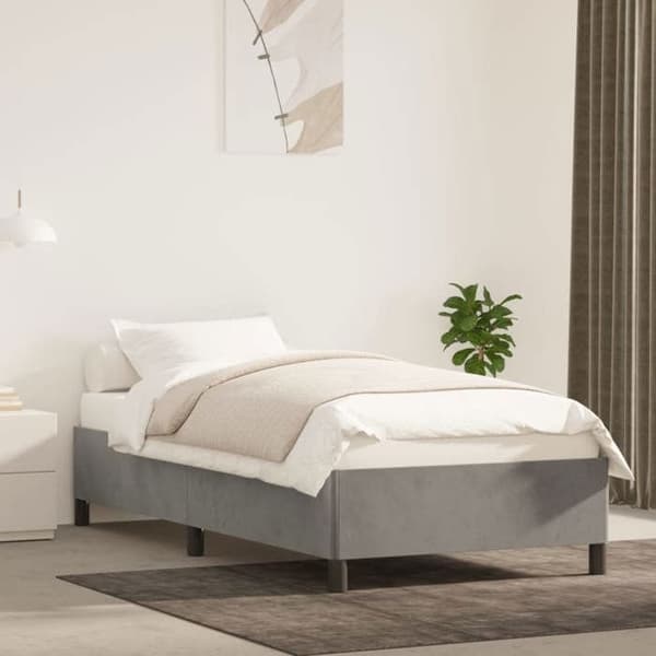 vidaXL Sängram utan madrass ljusgrå 90x200 cm sammet 347300