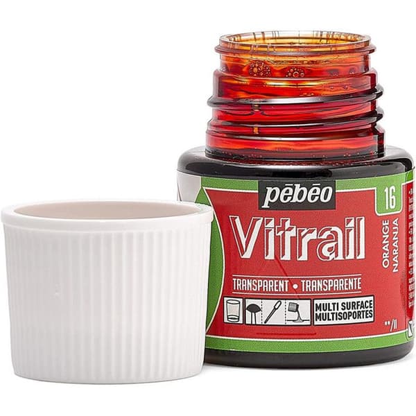 Målat glasfärg - Pebeo - Orange - 45ml - Blank - Transparent Apelsin