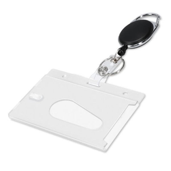 Badgehållare - kwmobile - Infällbar rulle - Karbinhake - Svart - 56 cm lång Svart