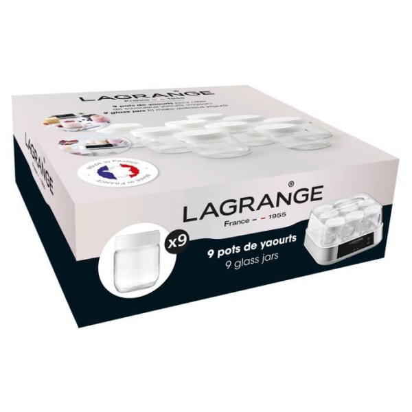 LAGRANGE Set med 9 yoghurtgrytor - 430301 - 185 g - Transparent och vit