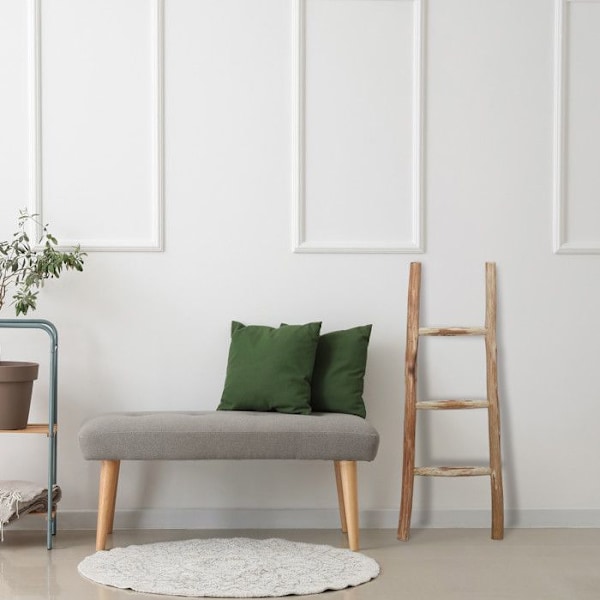 Relaxdays Dekorativ stege i trä, 90 cm, trädgård, 3 stänger, kastanj, hantverk, för kläder och handdukar, natur ljusbrun