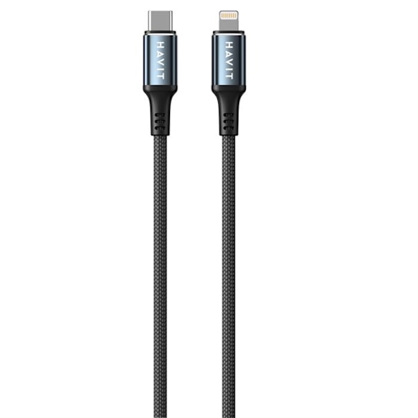 Snabb laddningsdatakabel, Typ-C, PD30W, 1 m - Havit (CB6311) - Svart / Blå