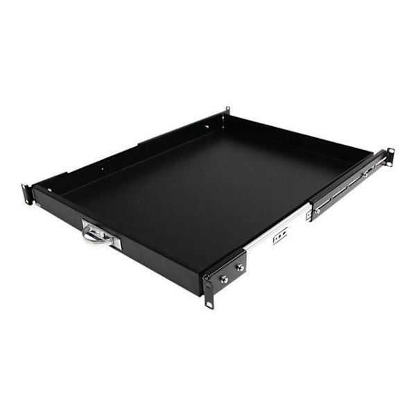 Svart skjutbart serverskåpshylla 55 cm djup - STARTECH - Stål - 25 kg Maxvikt
