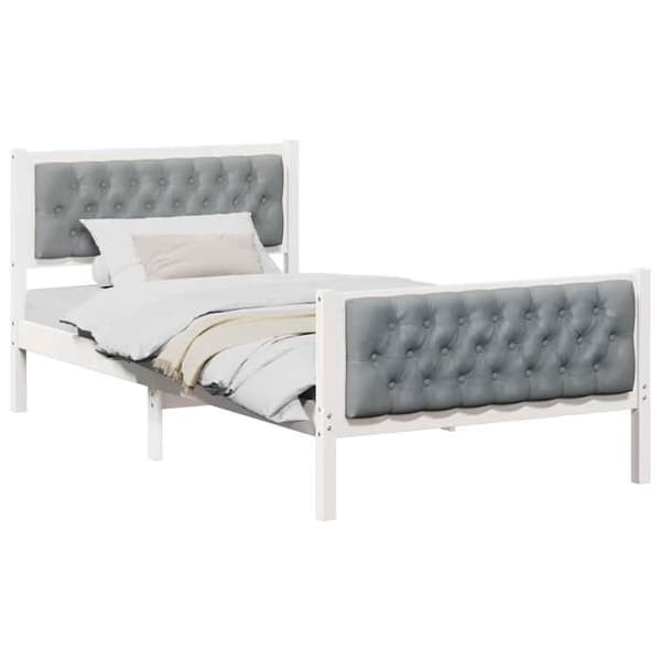 vidaXL Sängram Ljusgrå 100 x 200 cm Massivt trä 878423