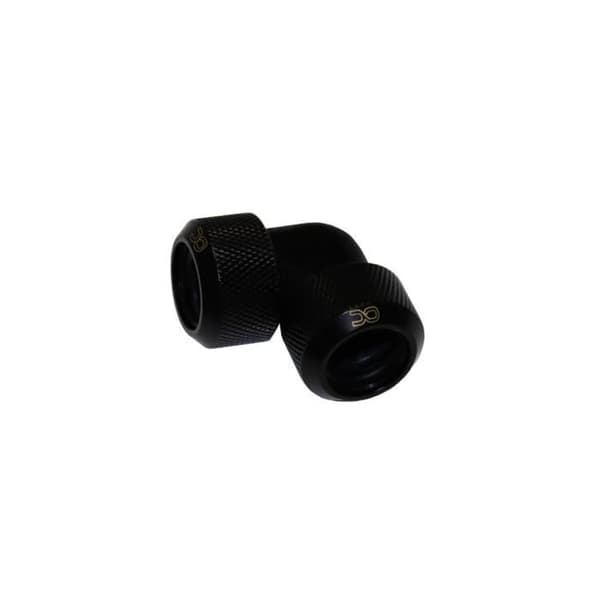 Alphacool Eiszapfen 16mm hårdslang kompressionskoppling 90° L-koppling för plexi-mässingsrör - Deep Black 17446