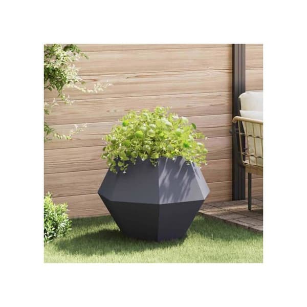 Stålkruka - vidaXL - 75x75x60 cm - Antracit - Rektangulär design - Utomhusbruk