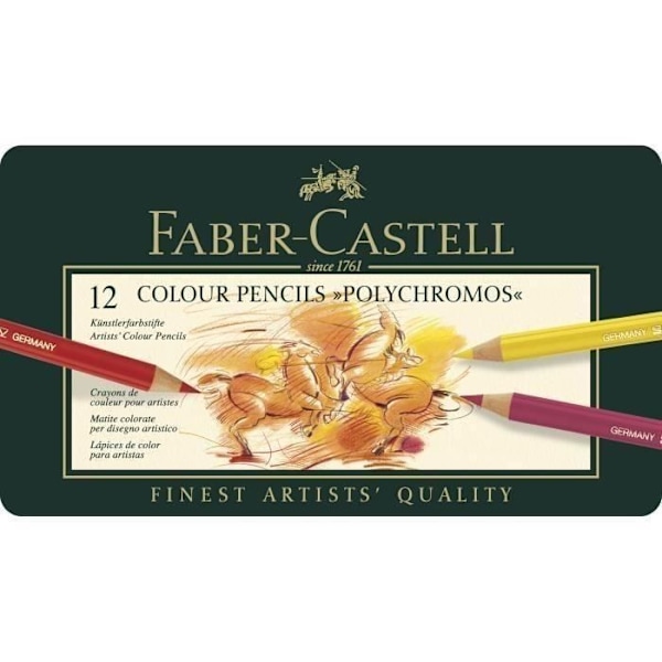 FABER-CASTELL metalllåda 12 polykromos pennor