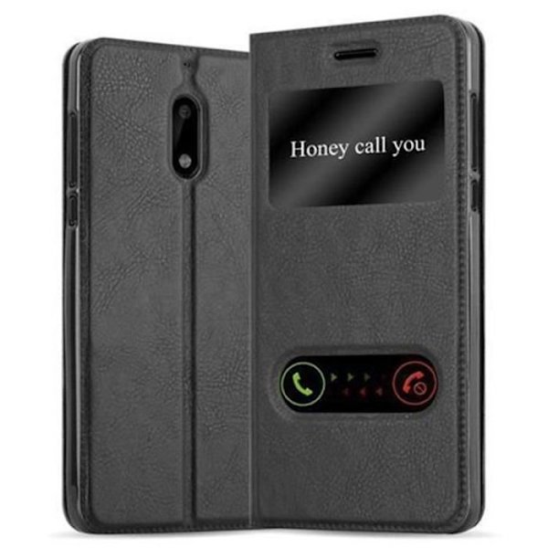 Nokia 6 i COMET BLACK by Cadorabo (Design VIEW) Fullt skyddsfodral med flipskydd, horisontellt stativ och glasögon