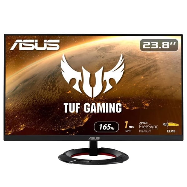 ASUS TUF VG249Q1R Gaming Monitor - 23,8'' - IPS - Full HD (1920 x 1080) - 165Hz - 1ms MPRT - FreeSync Premium - HDMI DisplayPort - Svart