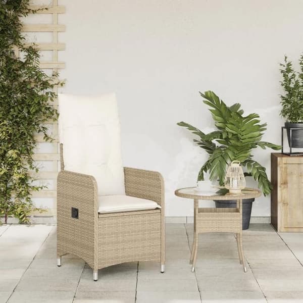 vidaXL Fällbar trädgårdssoffa med beige kuddar, fällbar trädgårdsstol, fällbar stol 365683