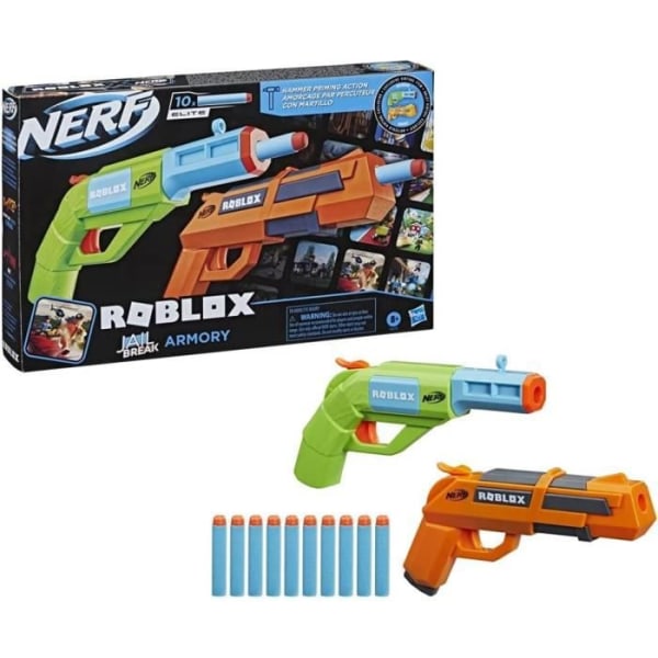 NERF - Roblox Jailbreak: Armory - 2 Blasters - 10 NERF-pilar - Kod för virtuellt föremål i spelet Flerfärgad