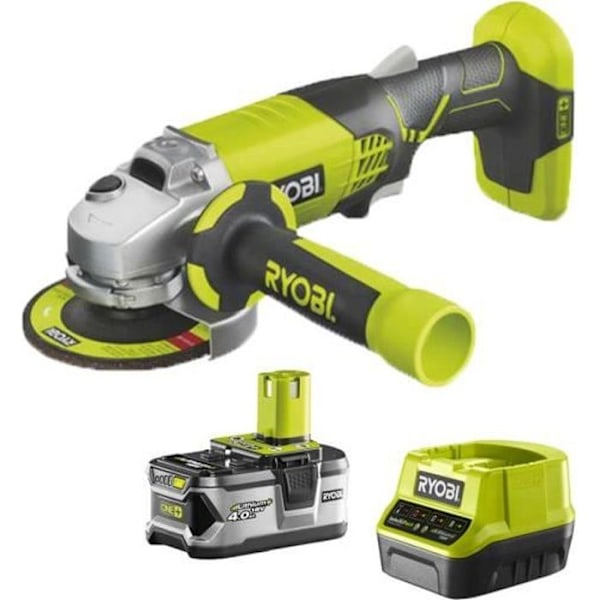 RYOBI 18V OnePlus R18AG-140S vinkelslip - 4,0 Ah litiumjonbatteri - Laddare