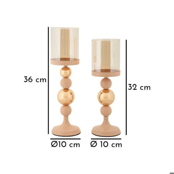 Metallljusstake Glaserad (2-pack) rosa och guld rosa/guld