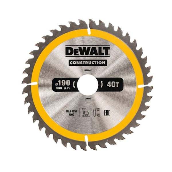 DEWALT cirkelsågblad 184-16 mm 30 tänder DT1940-QZ - Byggarbetsplats - Trä med spik
