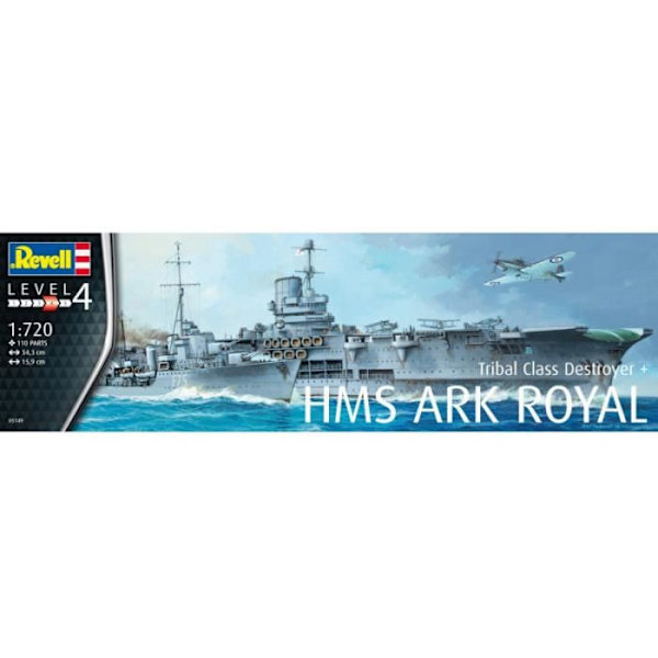 Båtmodeller - Revell - HMS Ark Royal & Tribal Class Destroyer - 110 stycken - Unik färg Enfärgad