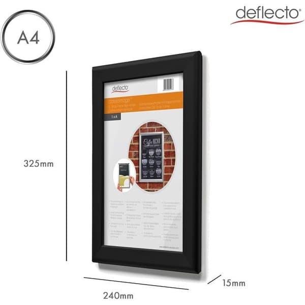 Ramar Clipbara A4 Deflecto Pack av 10 Svart Aluminium Reflekterande