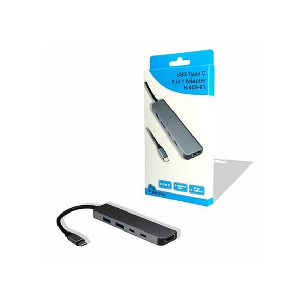 USB-C-adapter 5 i 1 - Inter-Tech - HDMI 4K - PD100W - Svart
