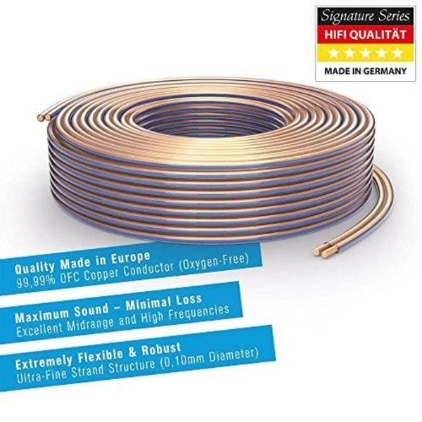 PureLink SP010-100 högtalarkabel 2 x 2,5 mm² (99,9 % OFC solid koppar 0,10 mm) Hifi-högtalarkabel, 100 m, t SP010-10