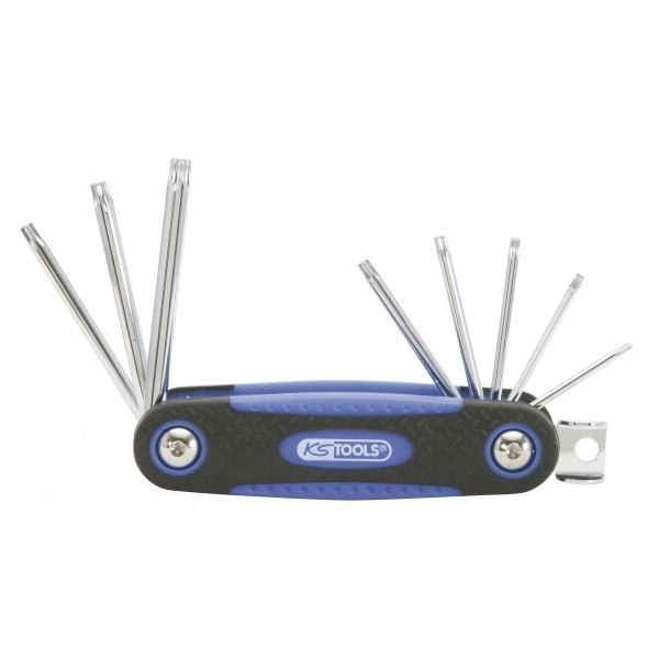 Set med 8 TORX hannycklar borrade på CHROME Plus-fäste, T8 till T40 - KSTOOLS - 158.3530