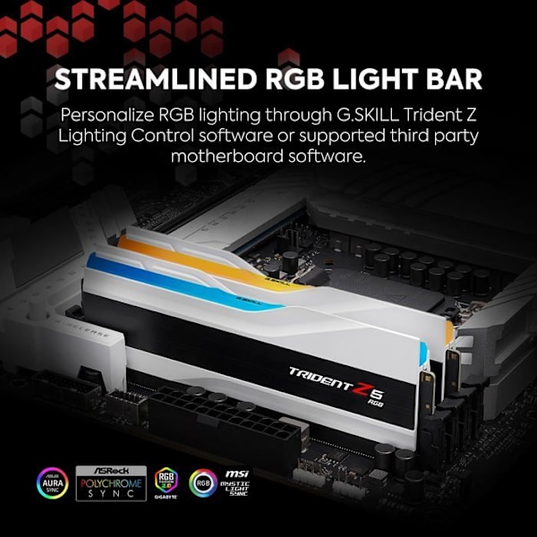 G.Skill Trident Z5 RGB 64 GB (2 x 32 GB) DDR5 6400 MHz CL32 - Vit - Dual Channel Kit 2 DDR5 RAM-minnen PC5-51200 - F5-6400J3