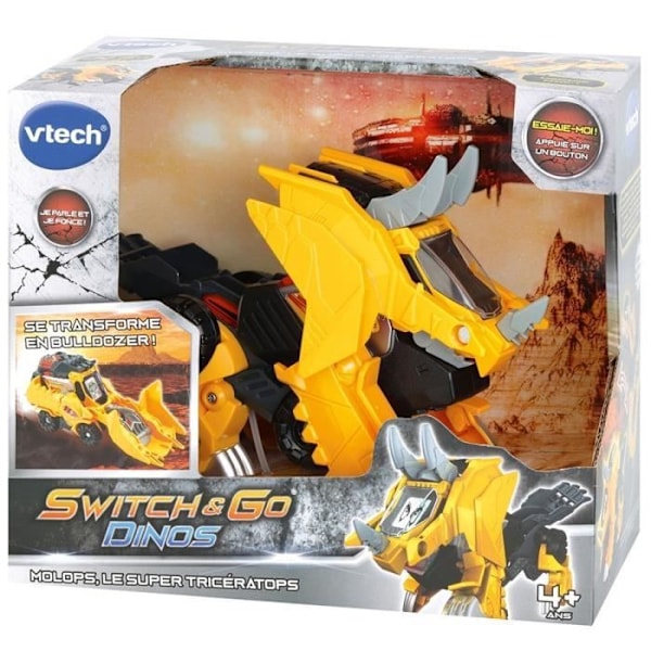 VTECH - Switch & Go Dinos - Molops, Super Triceratops (grävmaskin) Flerfärgad