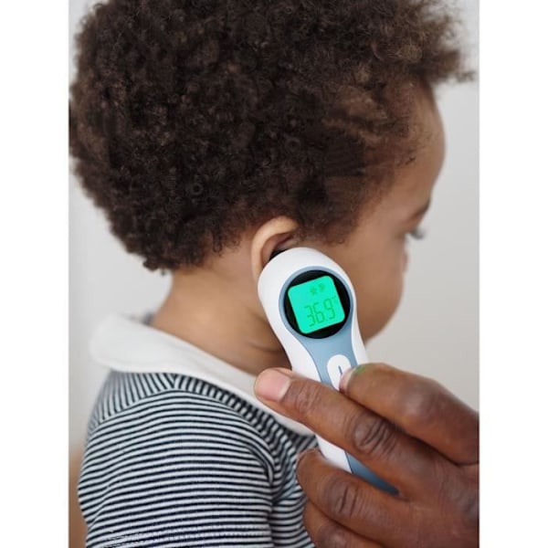 BÉABA - Digital Infrarödtermometer utan kontakt - Frontmätning - Öron - Ambient - Febervarning - Thermospeed vitt och blått