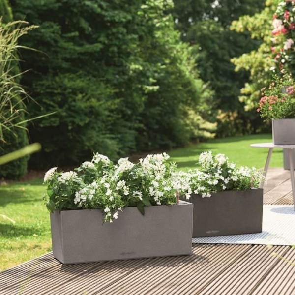 LECHUZA BALCONERA Stone 50 ALL-IN-ONE Planterkorg Svart