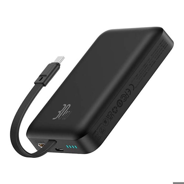 Baseus - Magnetic External Battery Mini (P1002210B113-00) - MagSafe, 2x USB-C, Lightning, 30W, Snabbladdning, 10000mAh - Svart