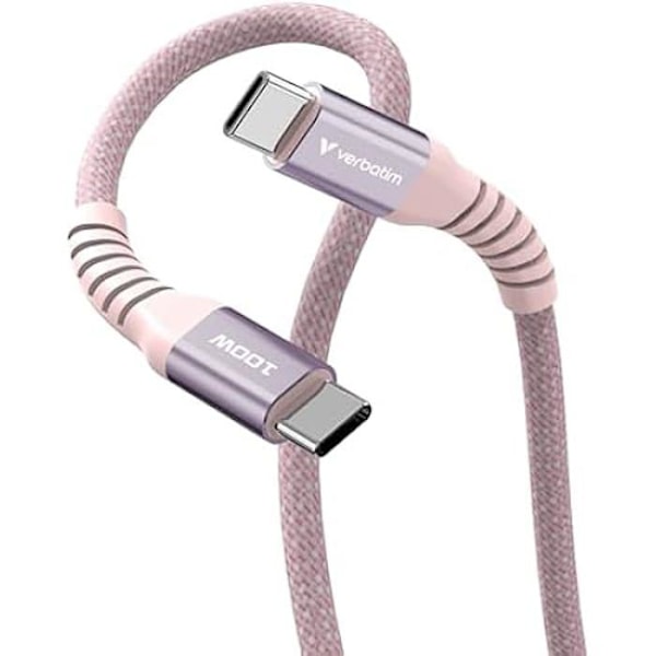 USB-C-kabel - VERBATIM - Synkronisering & Laddning - 100W - 120 cm - Rosa