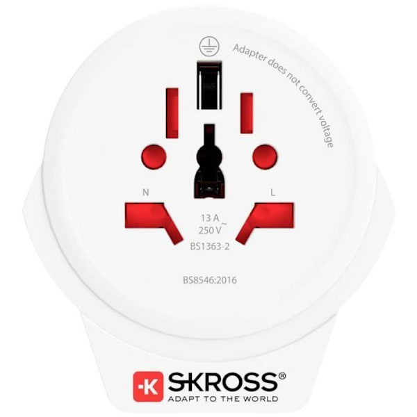 Reseadapter - SKROSS - World to Europe USB 1.0 - Vit - För utlandet - Anslutningstyp Vit