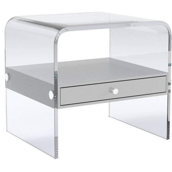 Sängbord - Wink design - California - Transparent - 1 låda - Glas Transparent