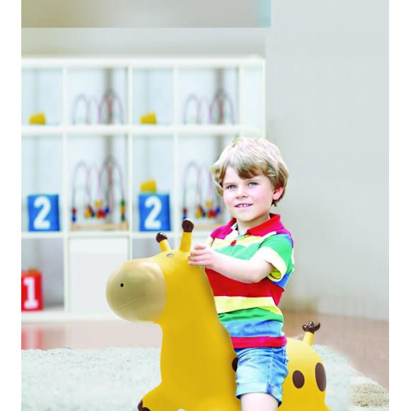 Uppblåsbar hoppgiraff - Lexibook - 45 cm H - Manuell pump ingår - Från 3 år Gul