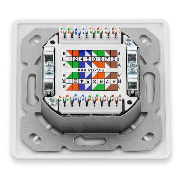Nätverksbox CAT 6 - deleyCON - Universal - 2x Skärmade RJ45-portar - Vit - 1 Gbit Ethernet