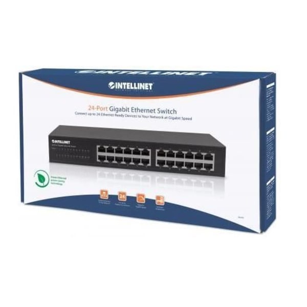 Intellinet 561273, Gigabit Ethernet (10-100-1000), Full Duplex, Rackmontering