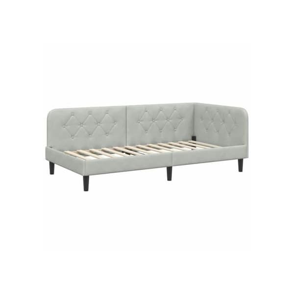 Vinkel sängram i sammet - vidaXL - Ljusgrå - 90x190 cm - L-design - Ribbram - Mångsidig bäddsoffa Ljusgrått
