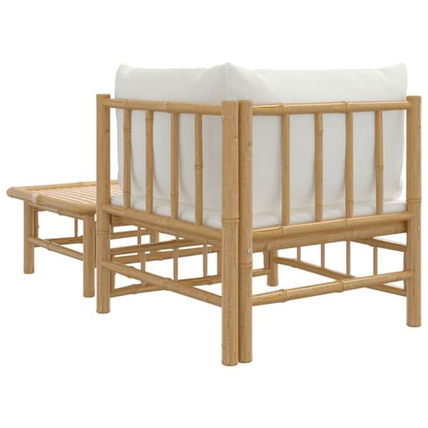 vidaXL Trädgårdsmöbelset 2 st med kuddar Krämvit bambu 362299