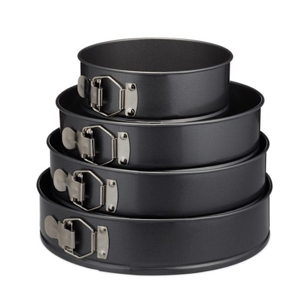 Moule à manqué à charnière - RELAXDAYS - Set de 4 - Inox - Antiadhésif - 18-24-26-28 cm Grått mig