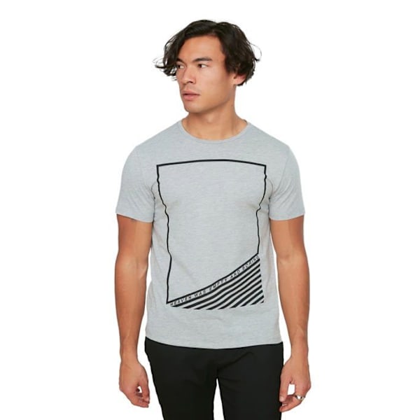 Trendyol T-shirt - TMNSS20TS0098 - Grå manlig tryckt Slim Fit T-shirt herr Grå S