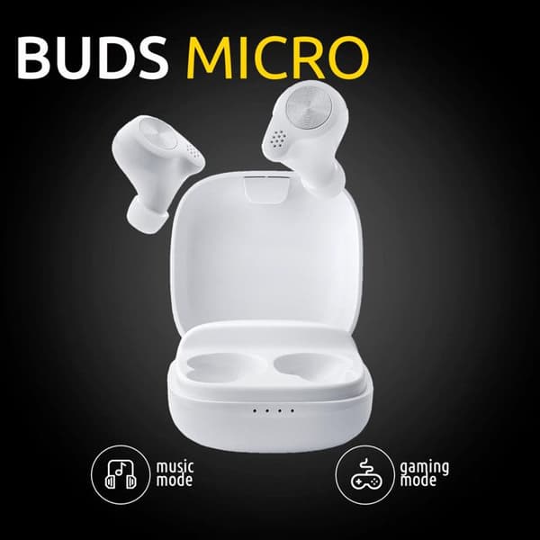Intenso Buds Micro T200 Trådlösa Hörlurar Bluetooth 5.3 25 Timer Vit Vit