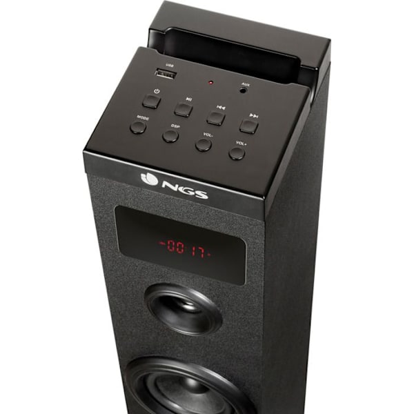 NGS SKY CHARM 50W Bluetooth Sound Tower med fjärrkontroll, optisk ingång, USB, FM-radio och AUX IN - Svart Svart