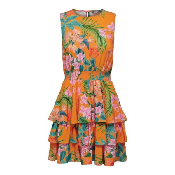 Only Dress - 15300261 - Onltropica S/L Smock Layer Dress Ex Ptm Damklänning Flame Orange/PDO: Kanarieblommor S