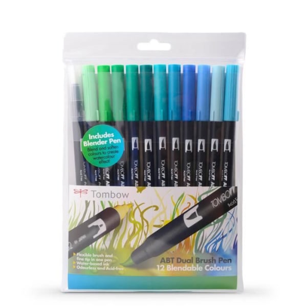 Tombow: Art Dual Brush Pens: Ocean Colors: Set med 12