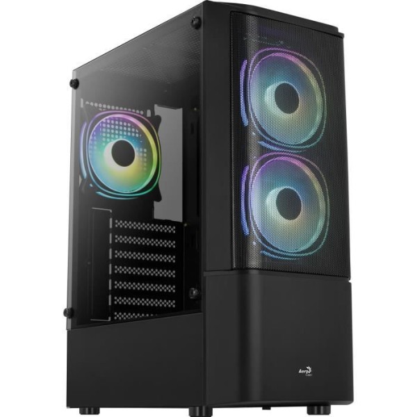 AeroCool Quantum Mesh F RGB Mid-Tower ATX-fodral med glaspanel (svart)