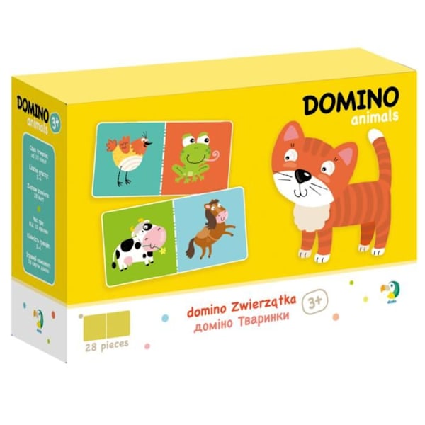 DOMINO SPEL DYR FÖR BARN FÄRGLADA KORTSPEL FÖR DE MINSTA